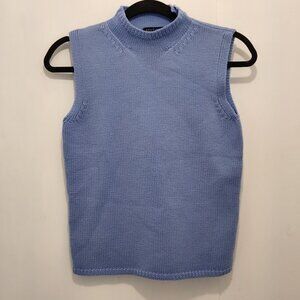 Ann Taylor Italian Merino Wool Sleeveless Sweater Blue Top Size XS